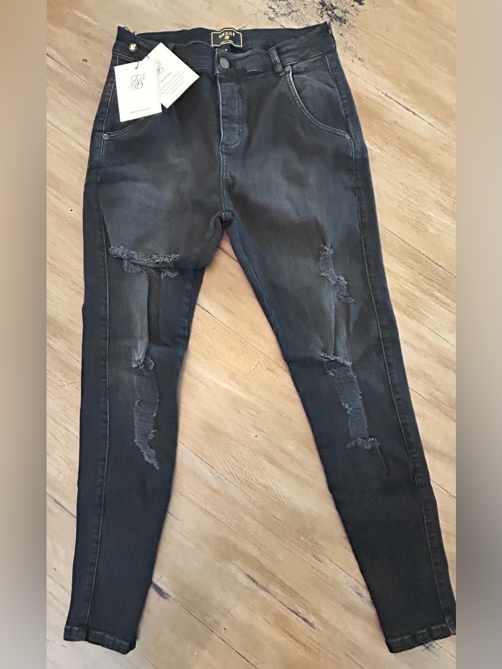 Men's Black Distressed Skinny Jeans